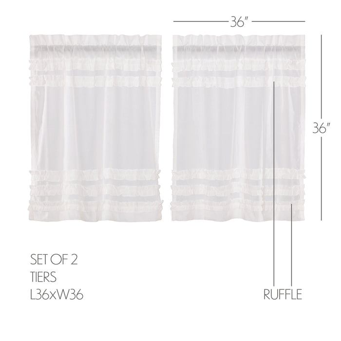 White Ruffled Sheer Petticoat Tier Set of 2 L36xW36