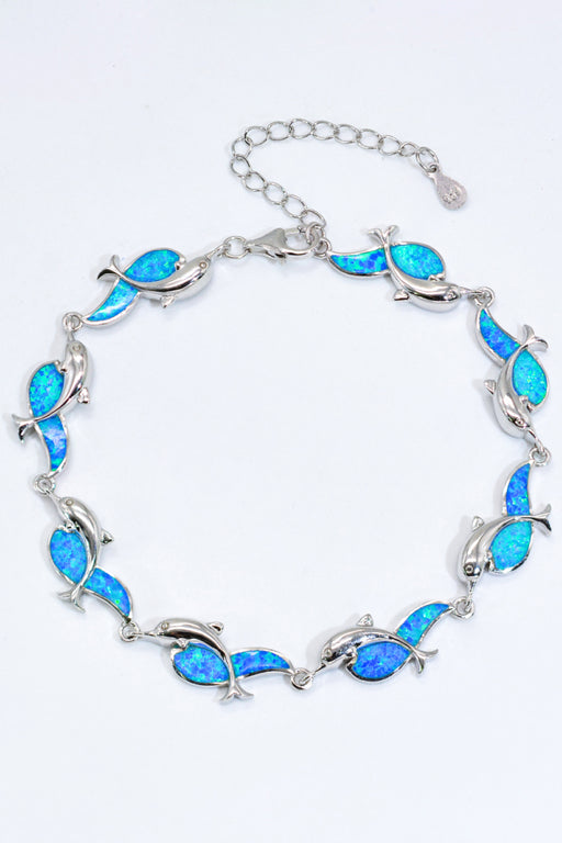 Opal Dolphin 925 Sterling Silver Bracelet Blue One Size