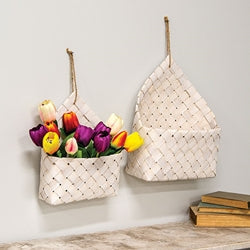 2/Set White Chipwood Hanging Baskets