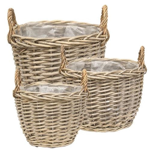 3/Set Graywashed Willow Gathering Baskets