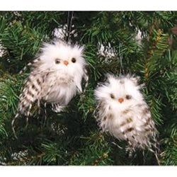 Fabric Feather Owl Ornament 2 Asstd.