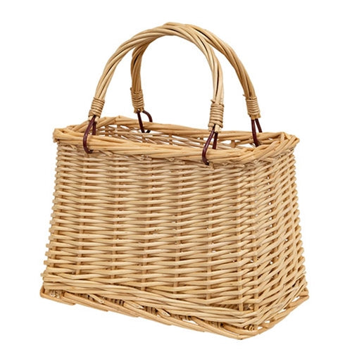 Natural Willow Tapered Basket w/Handles