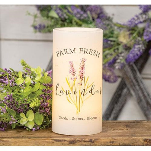 Farm Fresh Lavender LED Pillar 3"x6"