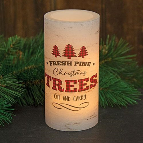 Fresh Pine Christmas Trees Timer Pillar