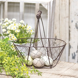 Chicken Wire Oval Basket w/Handle