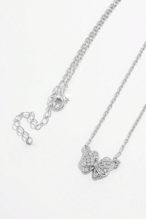 925 Sterling Silver Zircon Butterfly Pendant Necklace