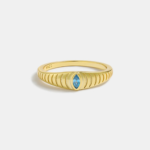 925 Sterling Silver Inlaid Zircon Ring Gold