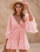Lace Cutout Half Sleeve Mini Dress Blush Pink