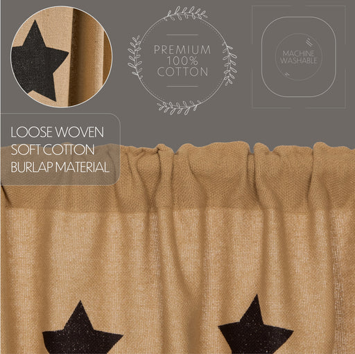 Burlap w/Black Stencil Stars Panel Set of 2 84x40