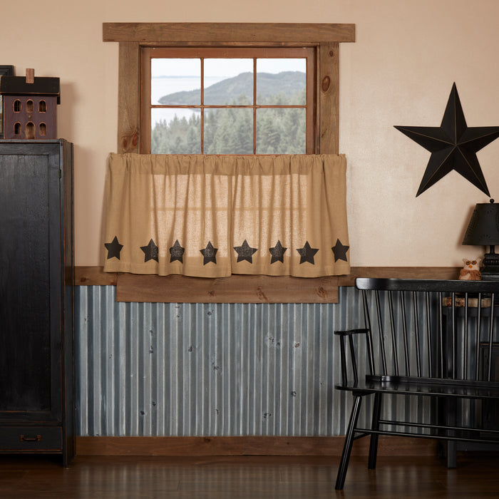 Burlap w/Black Stencil Stars Tier Set of 2 L24xW36