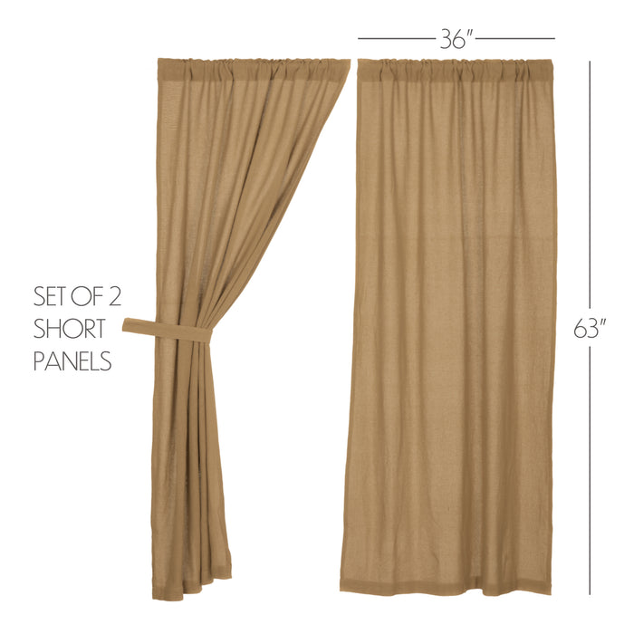 Burlap Natural Short Panel Set of 2 63x36