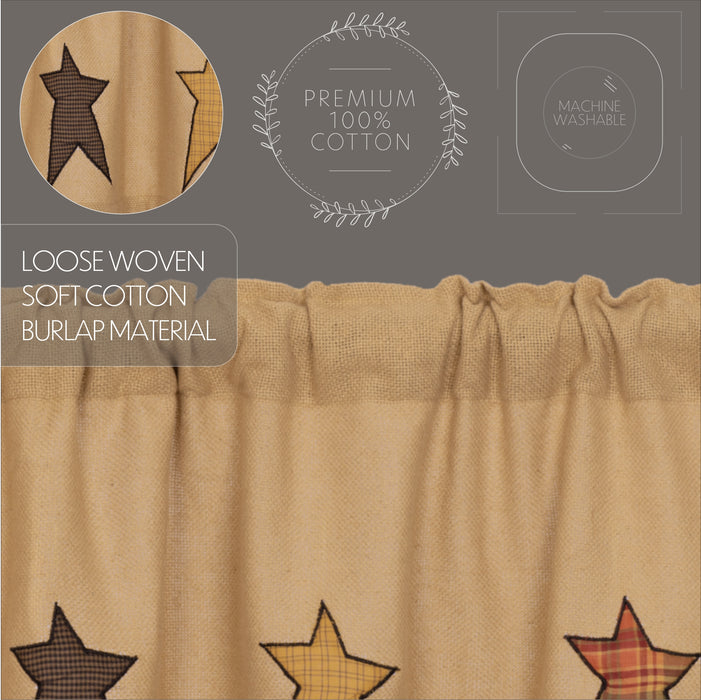 Stratton Burlap Applique Star Valance 16x60