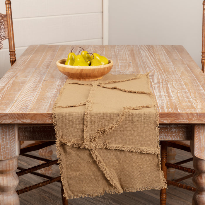 Burlap Natural Reverse Seam Patch Runner 13x36