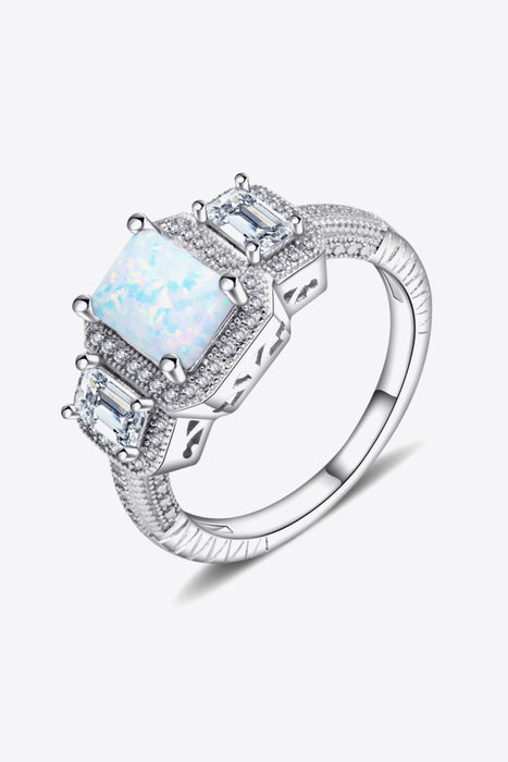925 Sterling Silver Square Opal Ring Silver