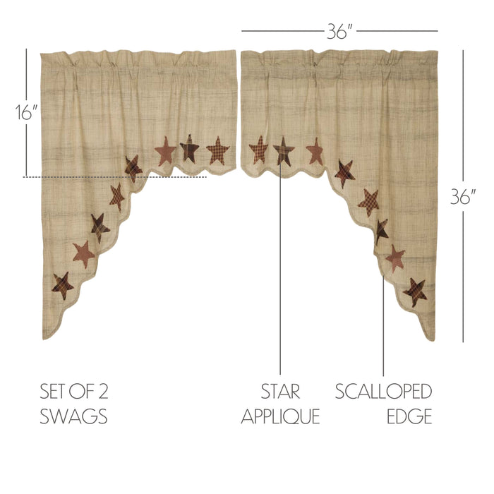 Abilene Star Swag Set of 2 36x36x16