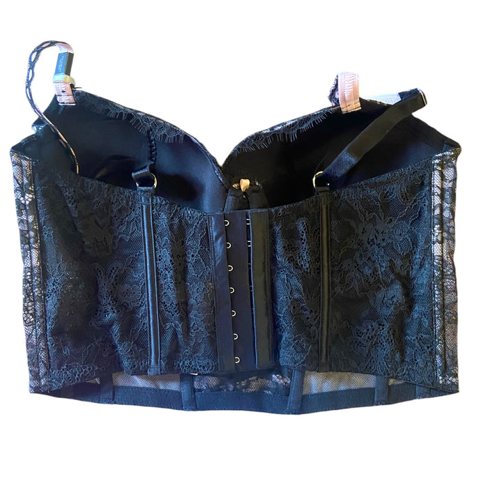 Victoria’s Secret Lined Double Demi Bra Corset Black Lace