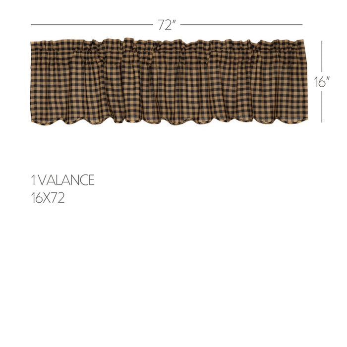 Black Check Scalloped Valance 16x72