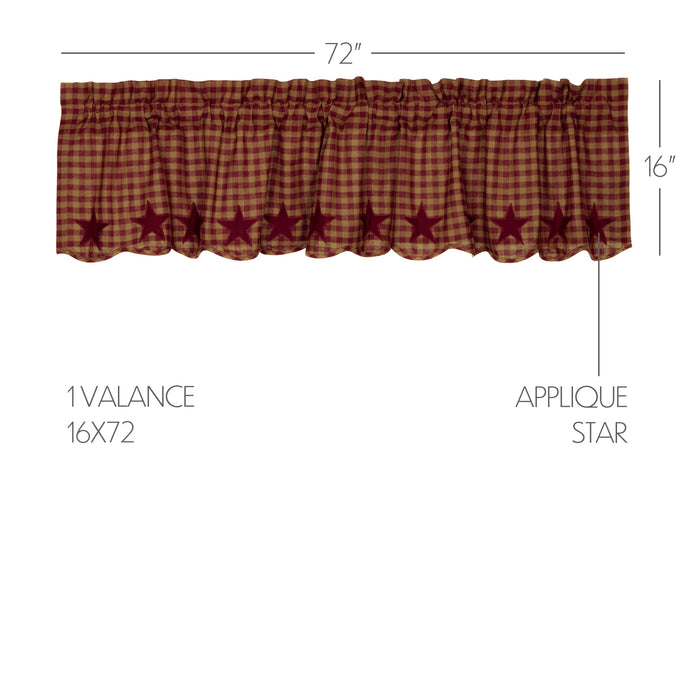 Burgundy Star Scalloped Valance 16x72