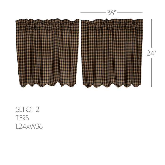 Black Check Scalloped Tier Set of 2 L24xW36