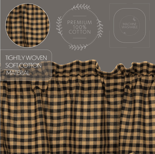 Black Check Scalloped Short Panel Set of 2 63x36