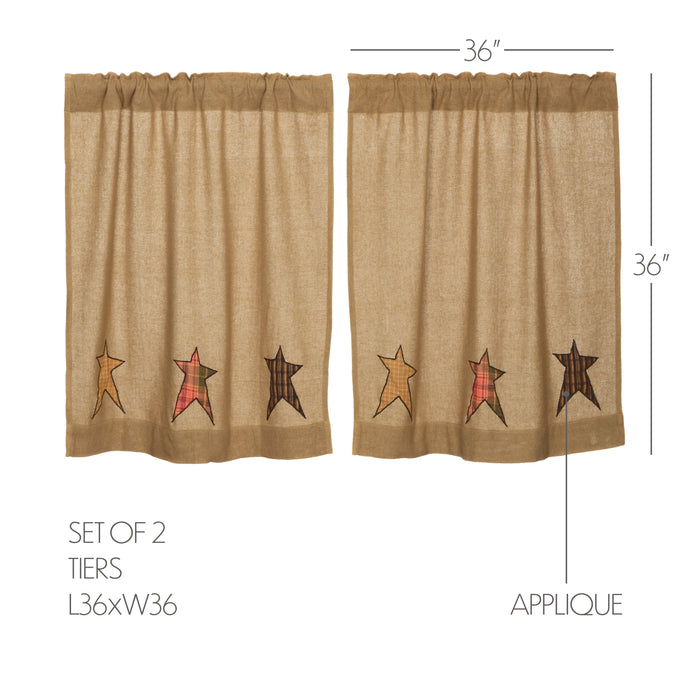 Stratton Burlap Applique Star Tier Set of 2 L36xW36