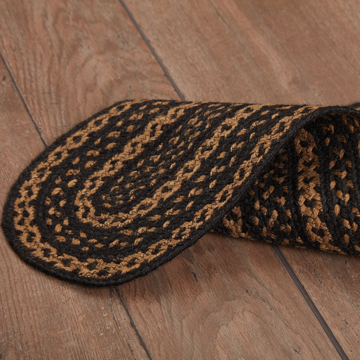 Black & Tan Jute Stair Tread Oval Latex 8.5x27