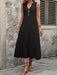 Decorative Button Notched Sleeveless Dress Black