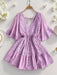 Lace Cutout Half Sleeve Mini Dress Lavender