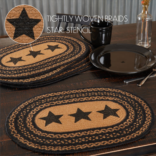 Farmhouse Jute Placemat Stencil Stars Set of 6 12x18