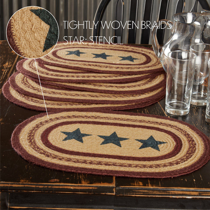 Potomac Jute Placemat Stencil Stars Set of 6 12x18