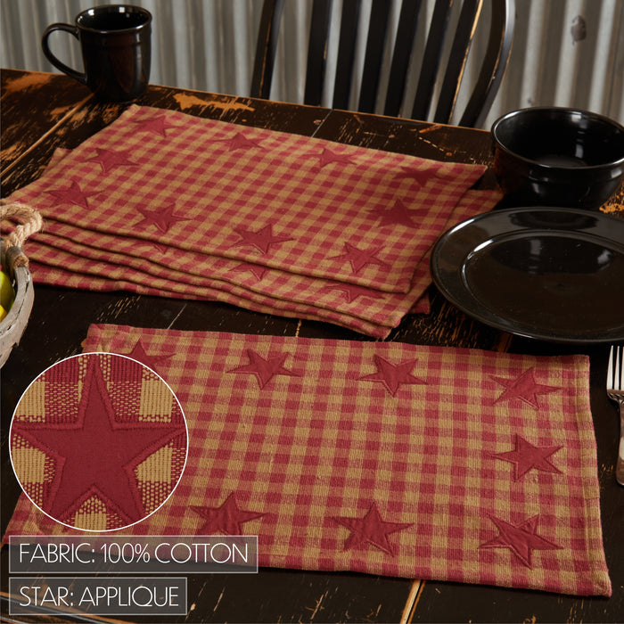 Burgundy Star Placemat Set of 6 12x18