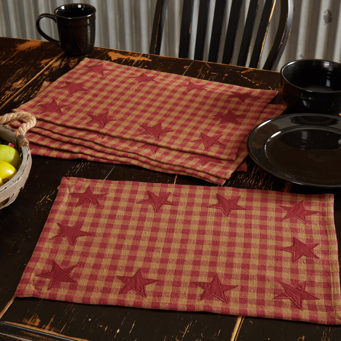 Burgundy Star Placemat Set of 6 12x18