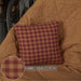 Burgundy Check Fabric Pillow 16x16