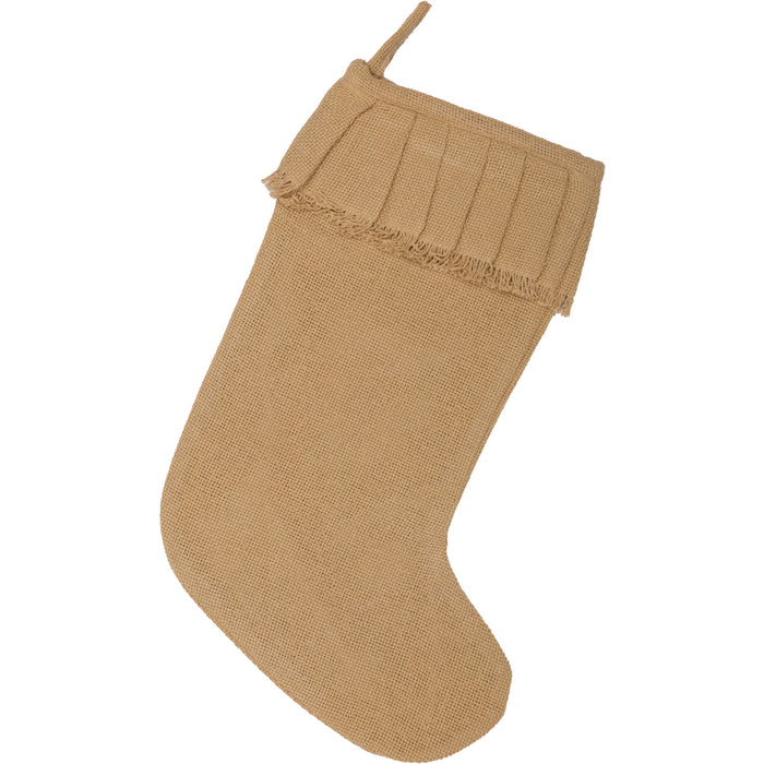 Festive Natural Burlap Ruffled Stocking 11x15