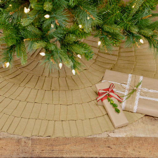 Festive Natural Burlap Ruffled Tree Skirt 48