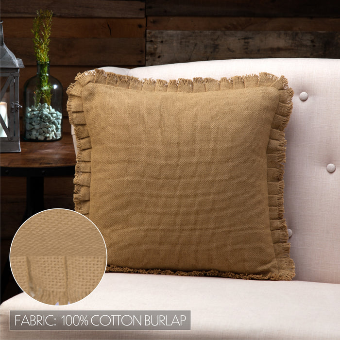 Burlap Natural Pillow w/ Fringed Ruffle 16x16