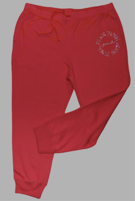 PINK Victoria’s Secret Relaxed Joggers Red Logo Bling XXL