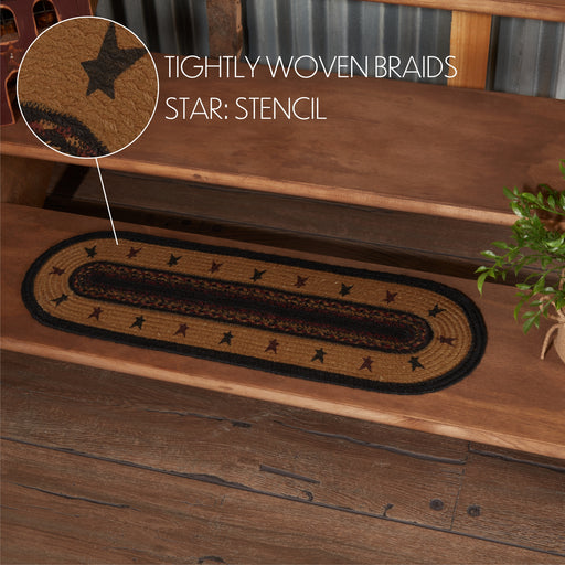 Heritage Farms Star Jute Stair Tread Oval Latex 8.5x27