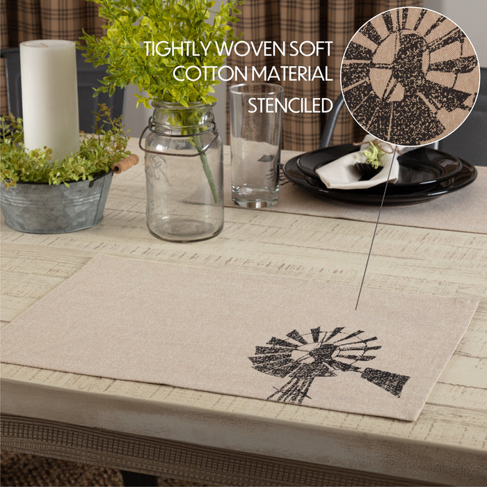 Sawyer Mill Charcoal Windmill Placemat Set of 6 12x18
