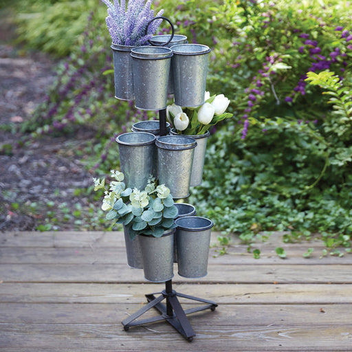 Twelve Pail Rustic Flower Display