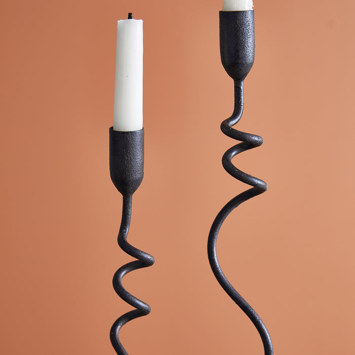 Set of Two Curly Taper Candle Holders