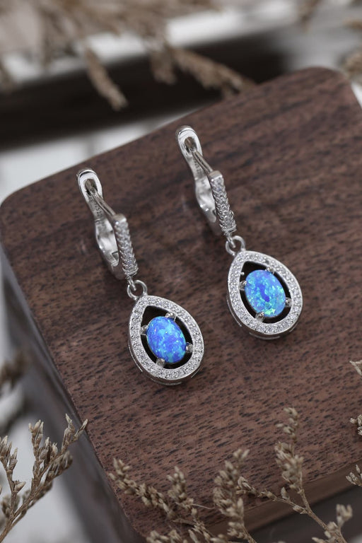 Opal Pear Shaped Drop Earrings Sky Blue One Size