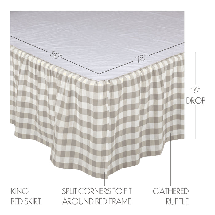 Annie Buffalo Grey Check King Bed Skirt 78x80x16