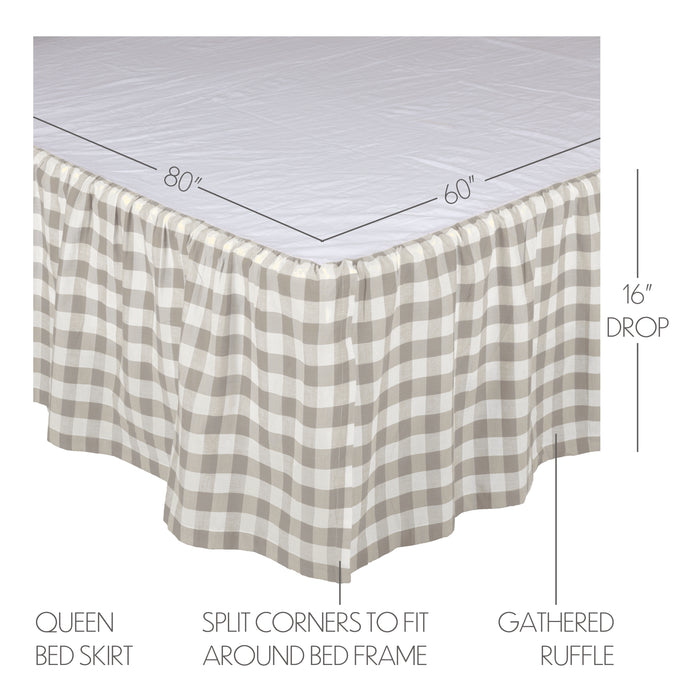 Annie Buffalo Grey Check Queen Bed Skirt 60x80x16