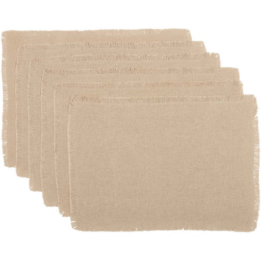 Burlap Vintage Placemat Set of 6 Fringed 12x18