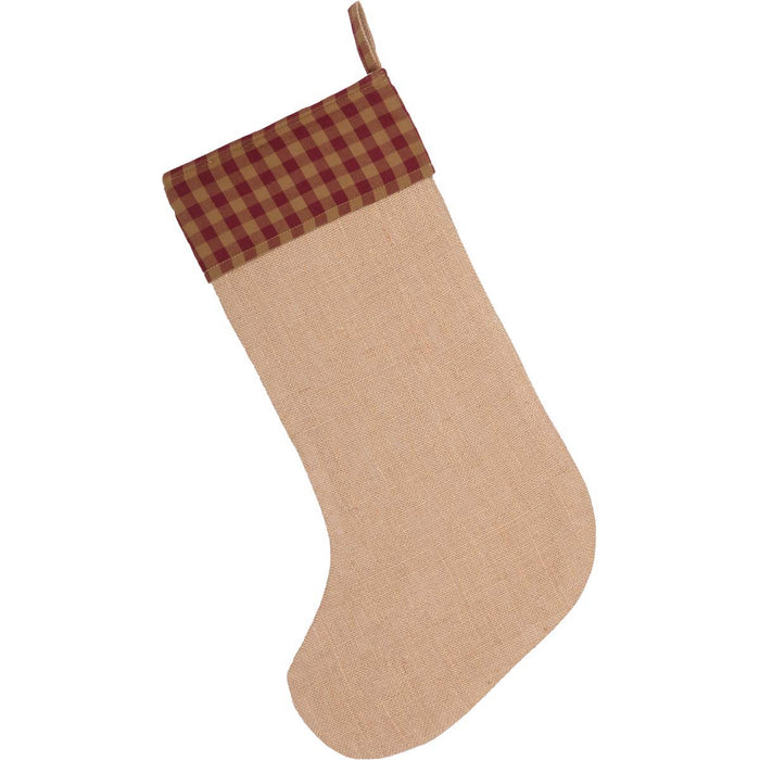 Burgundy Check Jute Stocking 12x20