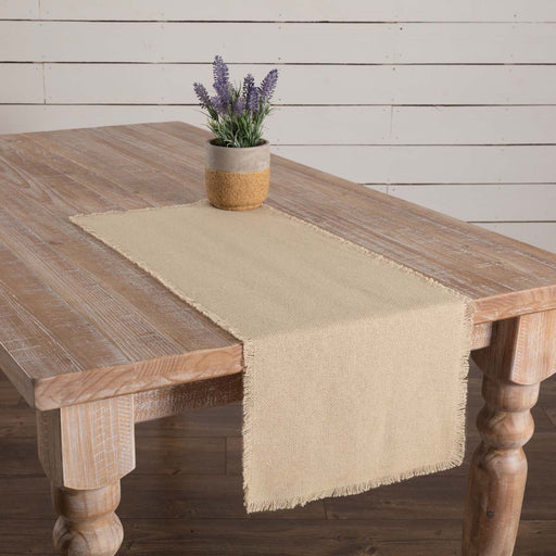 Burlap Vintage Runner Fringed 13x36