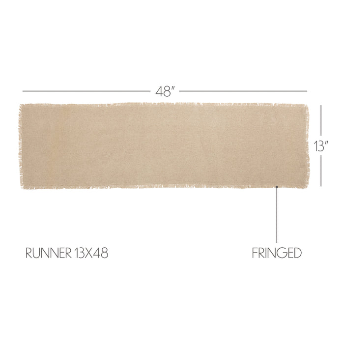 Burlap Vintage Runner Fringed 13x48