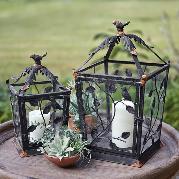 Set of Two Rustic Woodland Lanterns