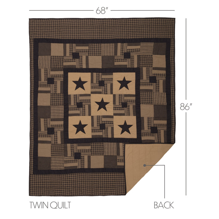 Black Check Star Twin Quilt 68Wx86L